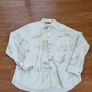 Tommy Bahama Island Soft Hawaiian Shirt Long Sleeve Button Up XL Floral Silk